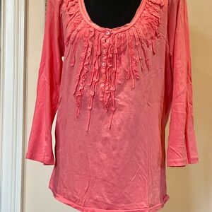 J. Crew Pink Ruffle Front Blouse